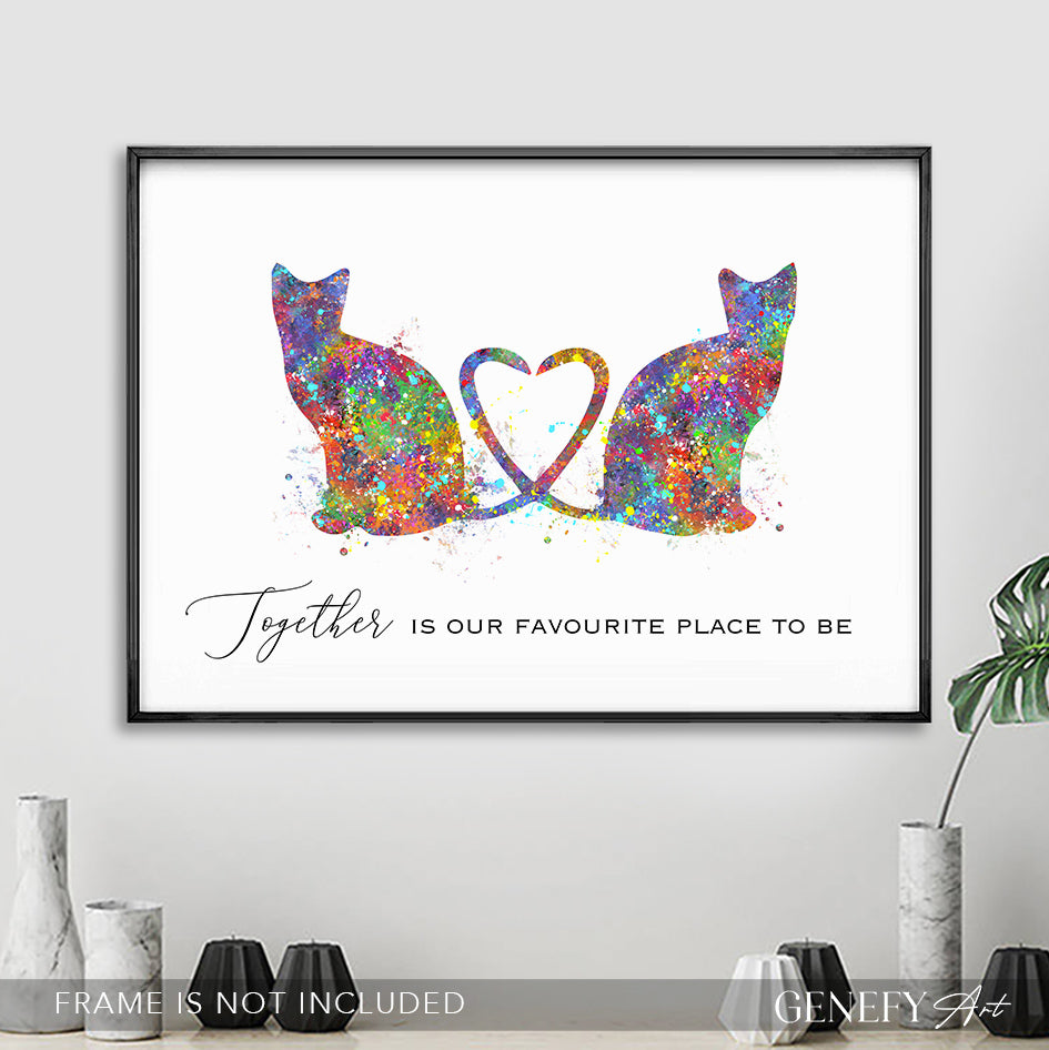 Cat Couple Watercolour Print