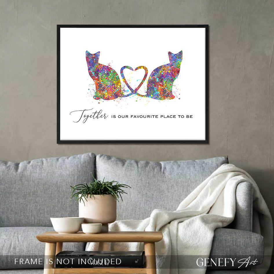 Cat Couple Watercolour Print