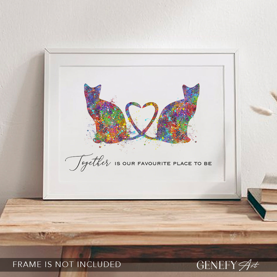 Cat Couple Watercolour Print