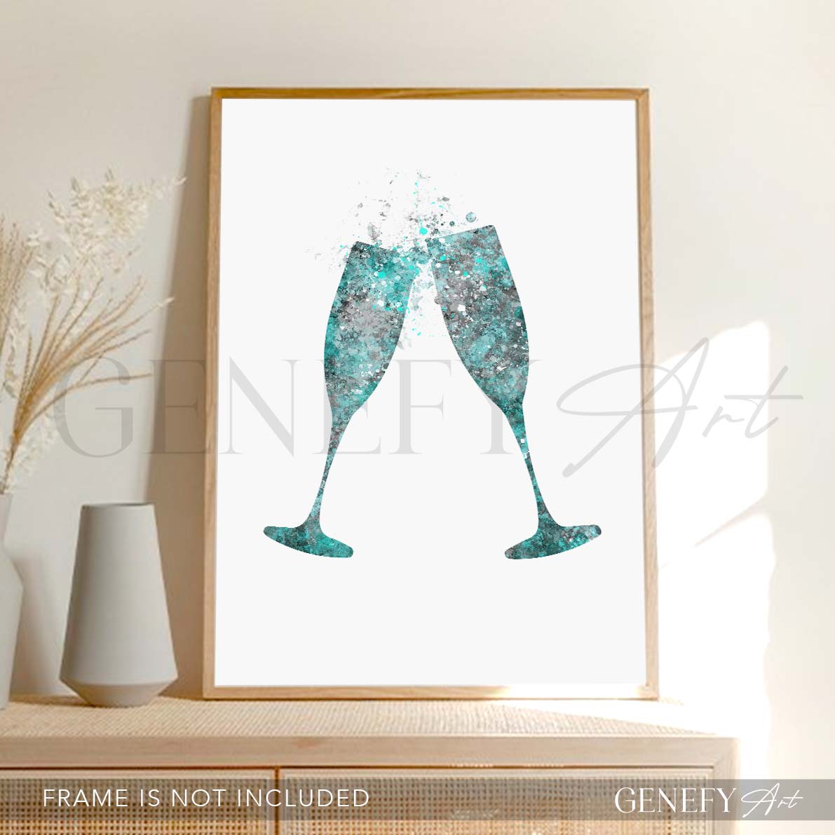 Champagne Flute Watercolour Print