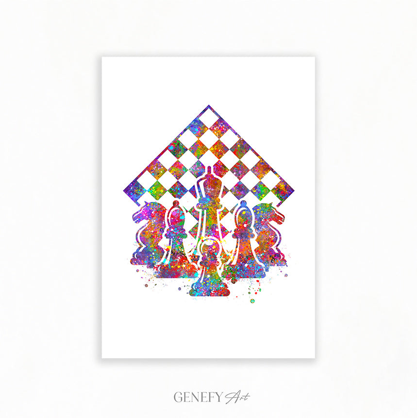 Chess Watercolour Art Print