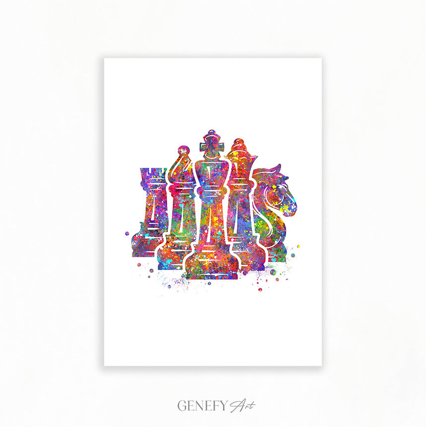 Chess Watercolour Art Print