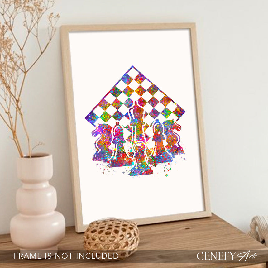 Chess Watercolour Art Print