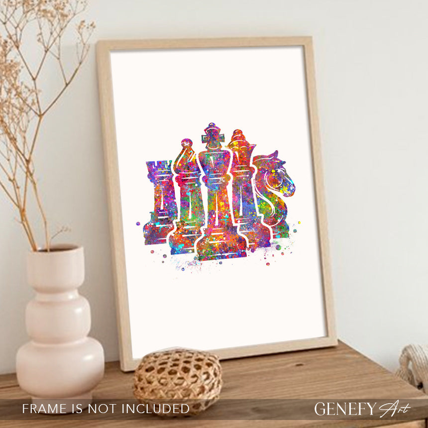 Chess Watercolour Art Print