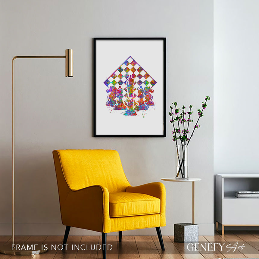 Chess Watercolour Art Print