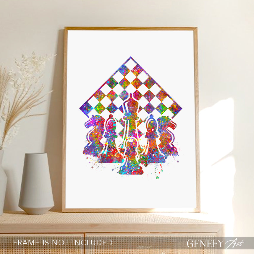 Chess Watercolour Art Print