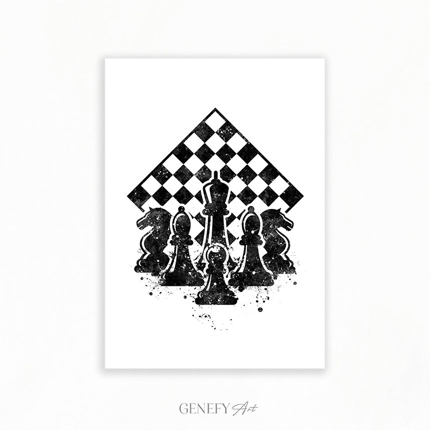 Chess Black and White Art Print