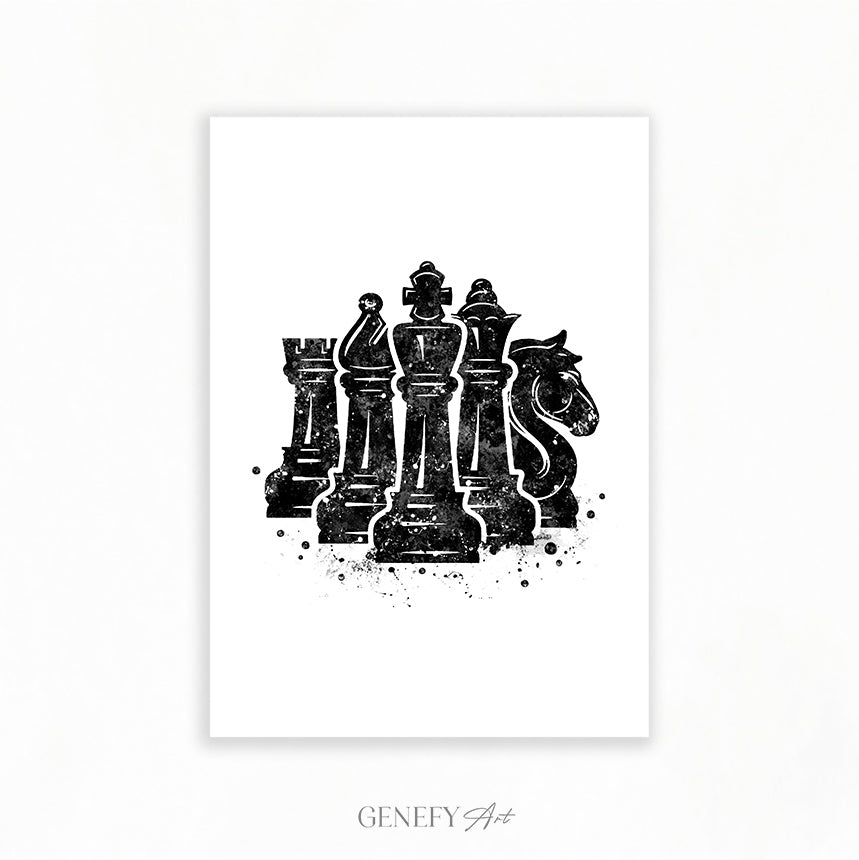Chess Black and White Art Print