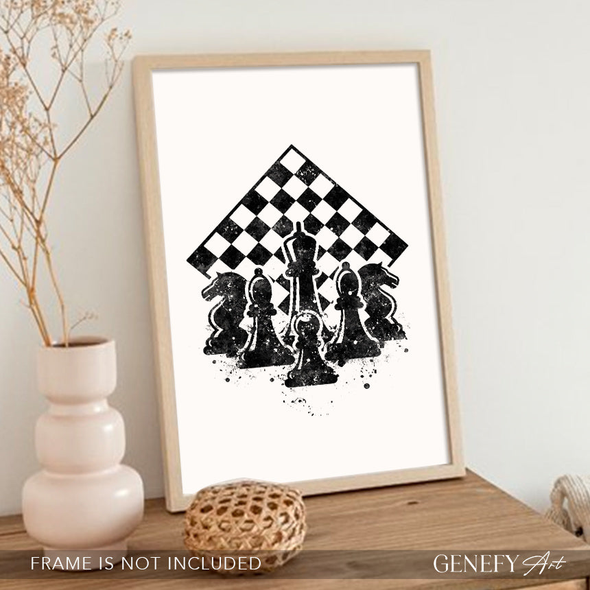 Chess Black and White Art Print