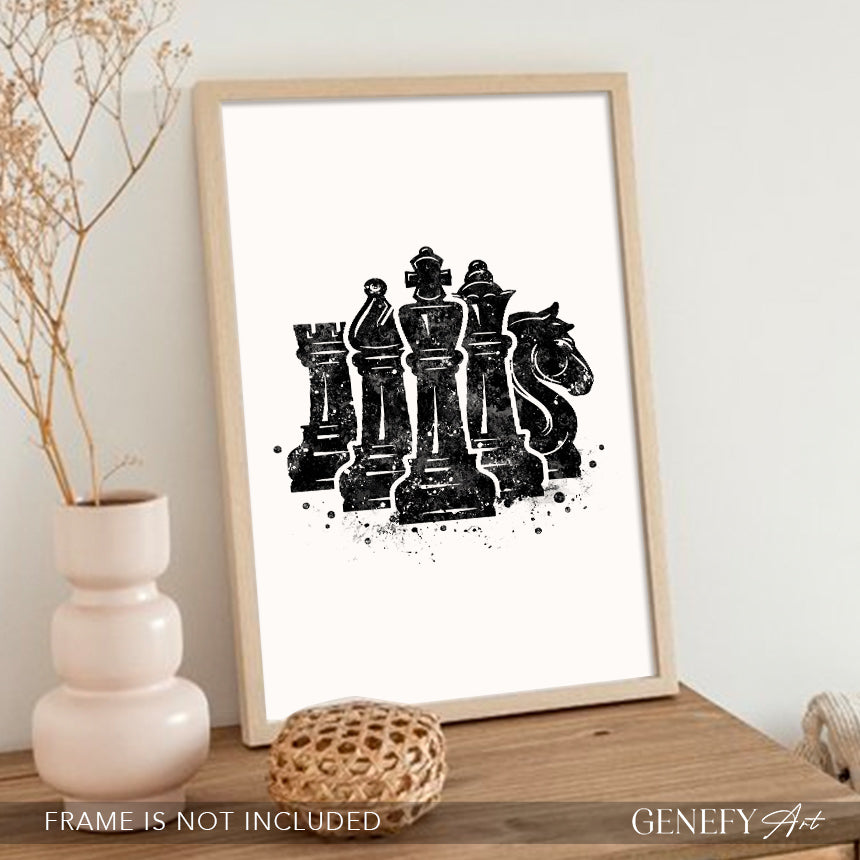 Chess Black and White Art Print