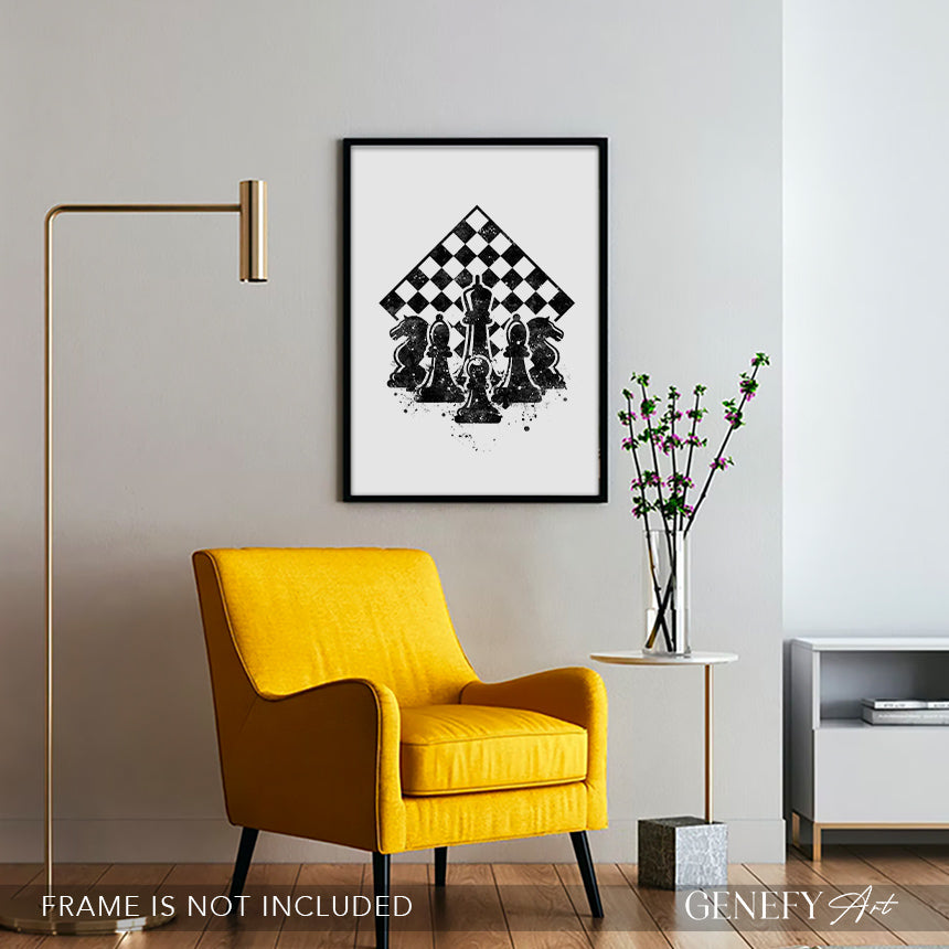 Chess Black and White Art Print