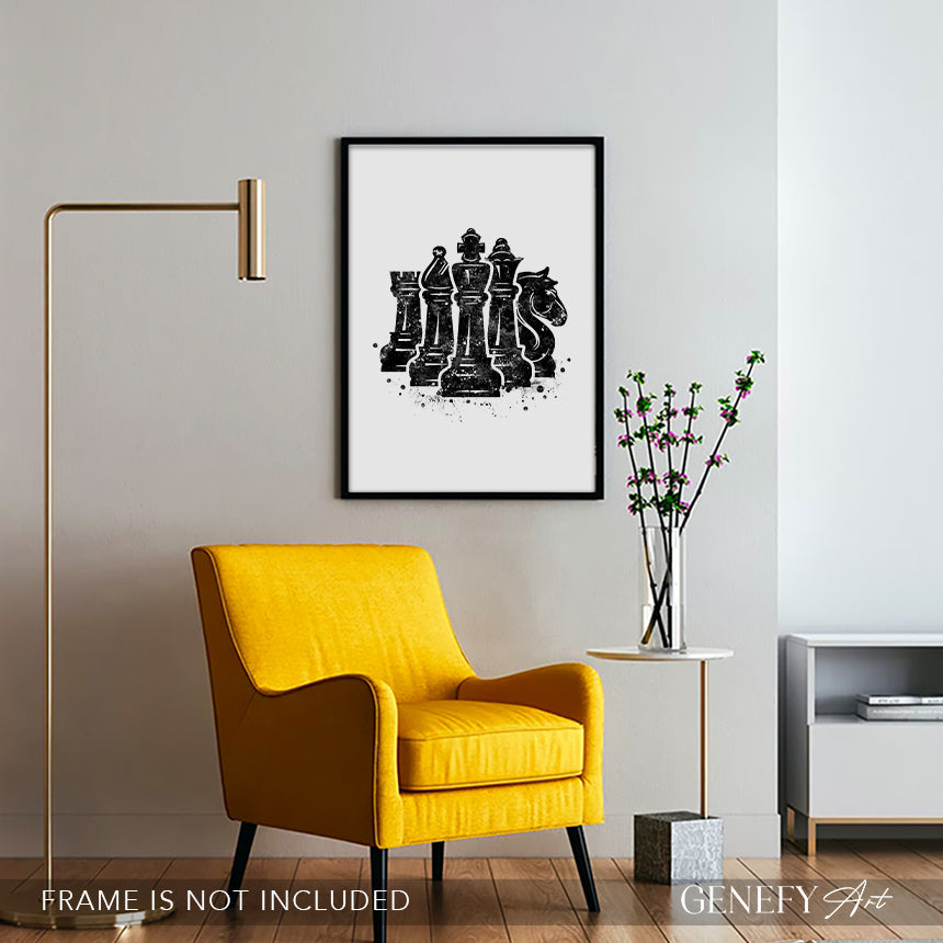 Chess Black and White Art Print