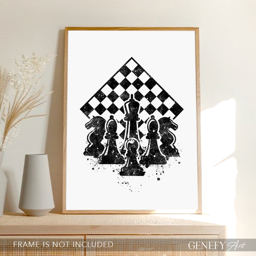 Chess Black and White Art Print