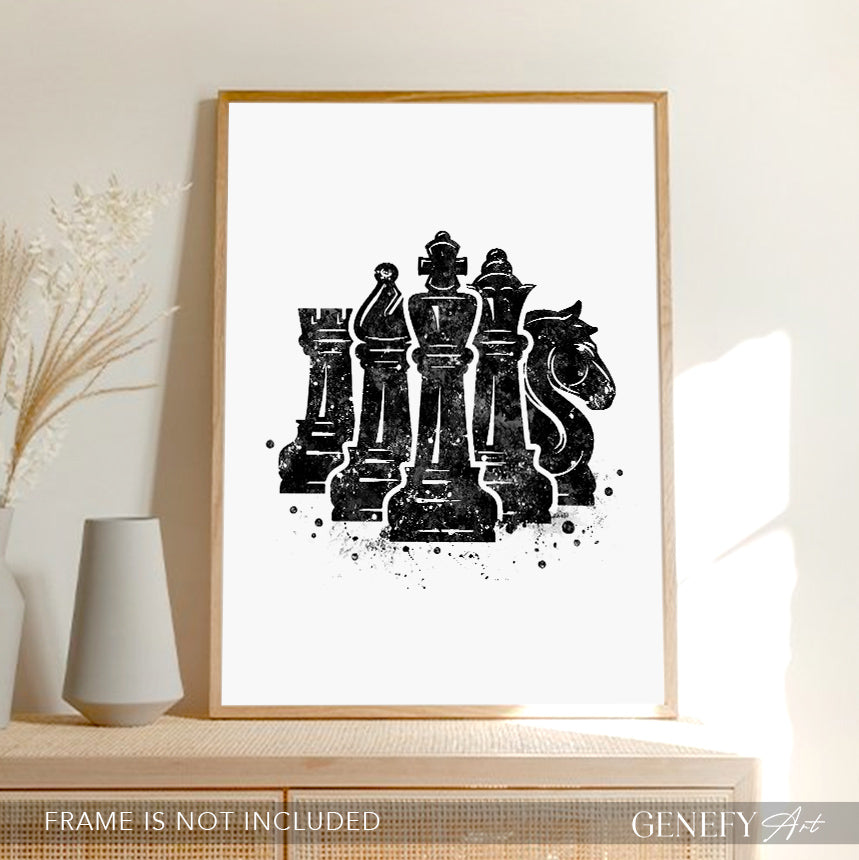 Chess Black and White Art Print