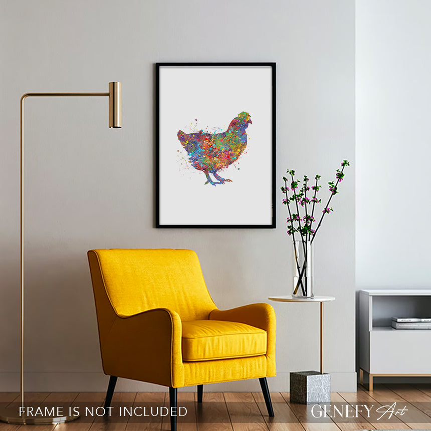 Chicken Watercolour Art Print