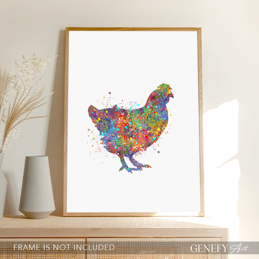 Chicken Watercolour Art Print