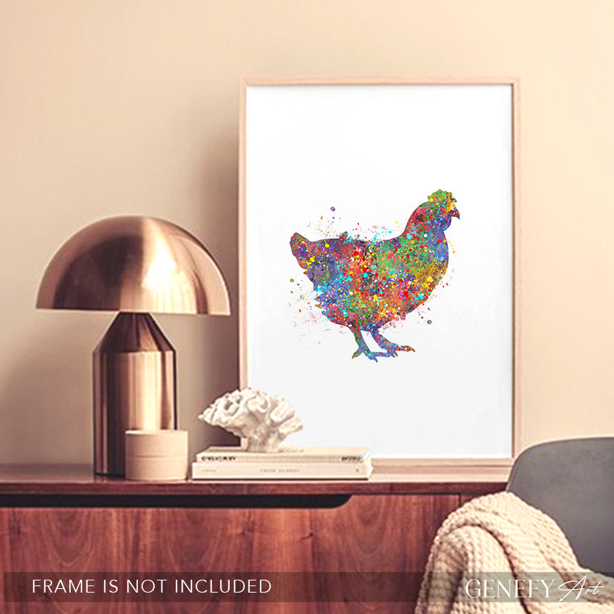 Chicken Watercolour Art Print