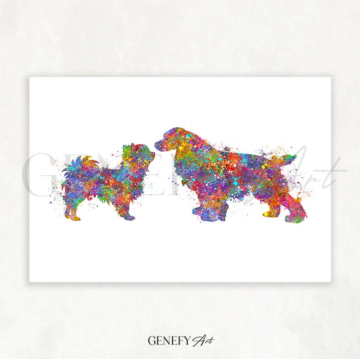 Chihuahua and Cocker Spaniel Watercolour Print