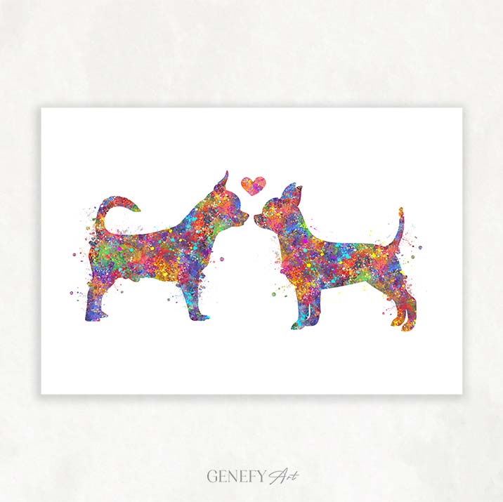 Chihuahua Couple Watercolour Print