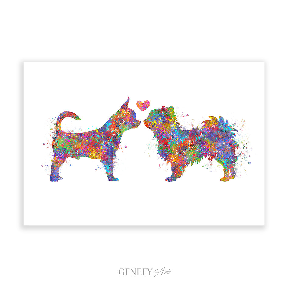 Chihuahua Couple Watercolour Print