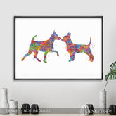 Miniature Pinscher and Chihuahua Couple Watercolour Print