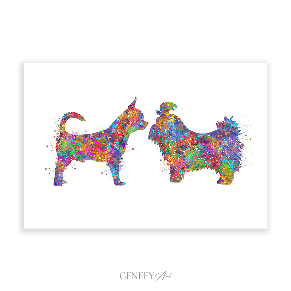 Chihuahua and Shih Tzu Watercolour Print