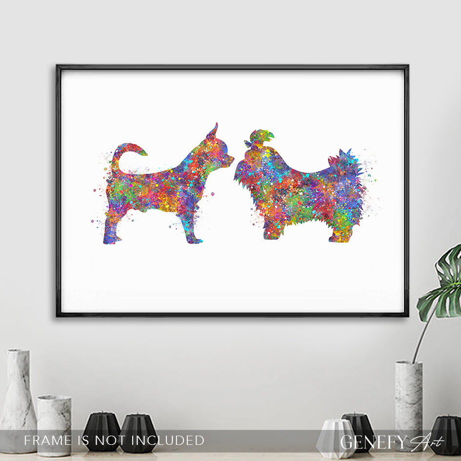 Chihuahua and Shih Tzu Watercolour Print