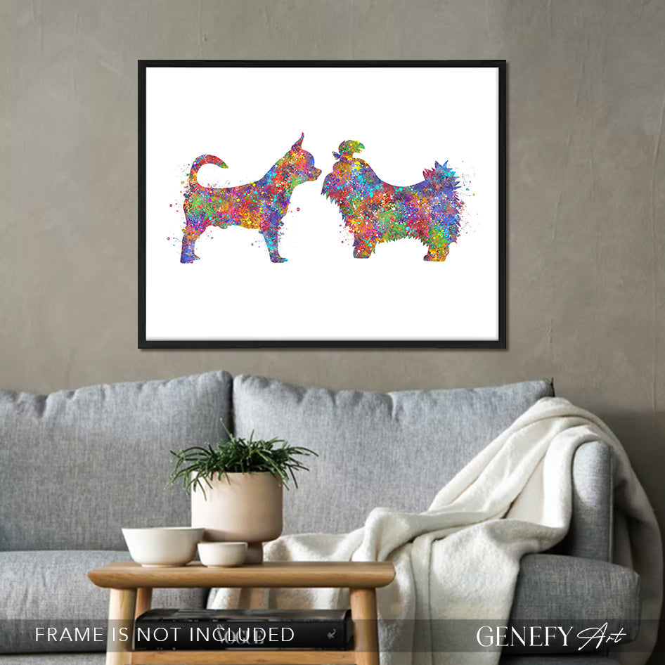 Chihuahua and Shih Tzu Watercolour Print