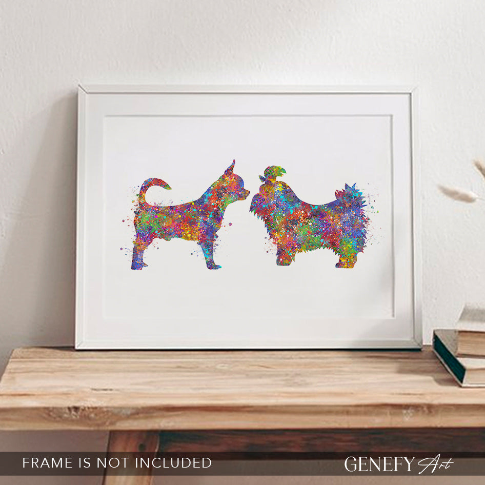 Chihuahua and Shih Tzu Watercolour Print
