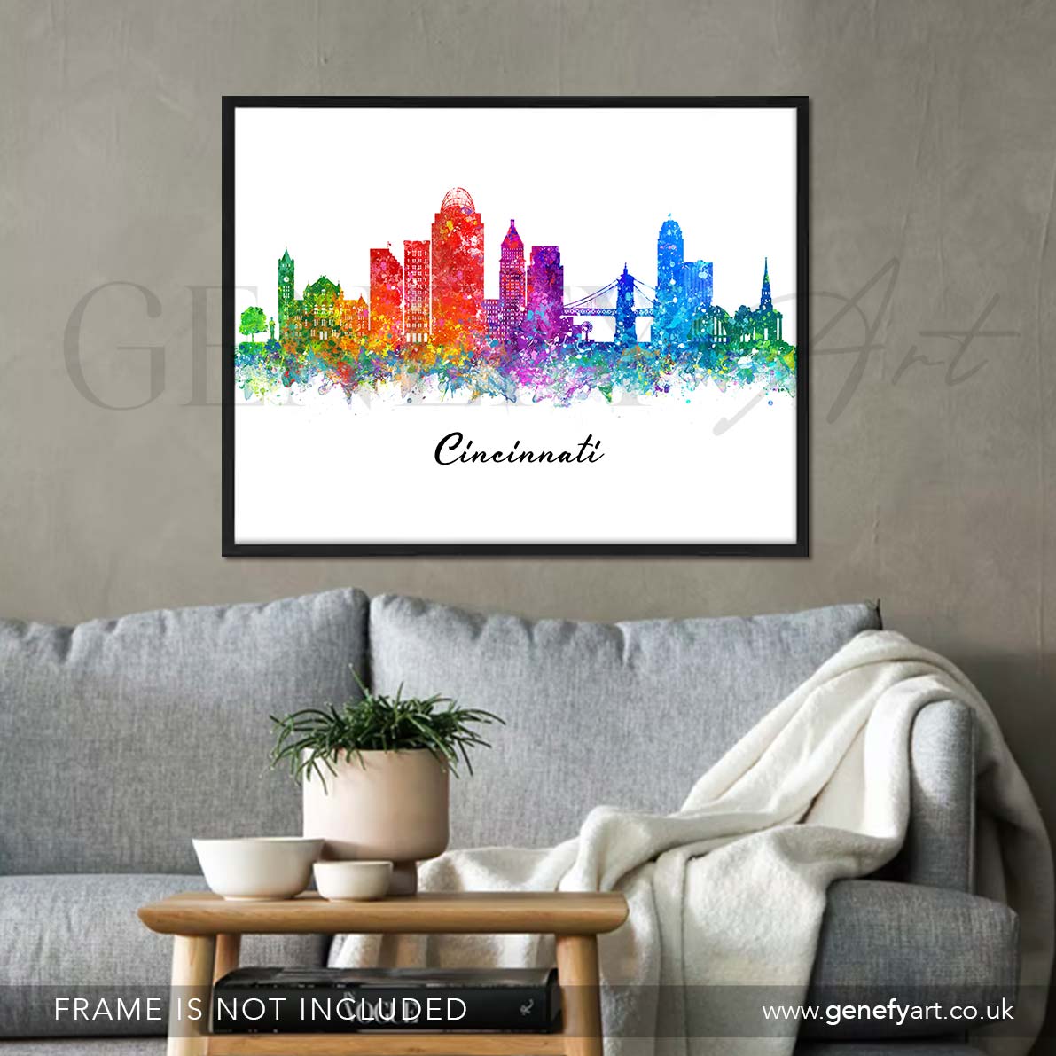 Cincinnati Skyline Watercolour Print - Genefy Art