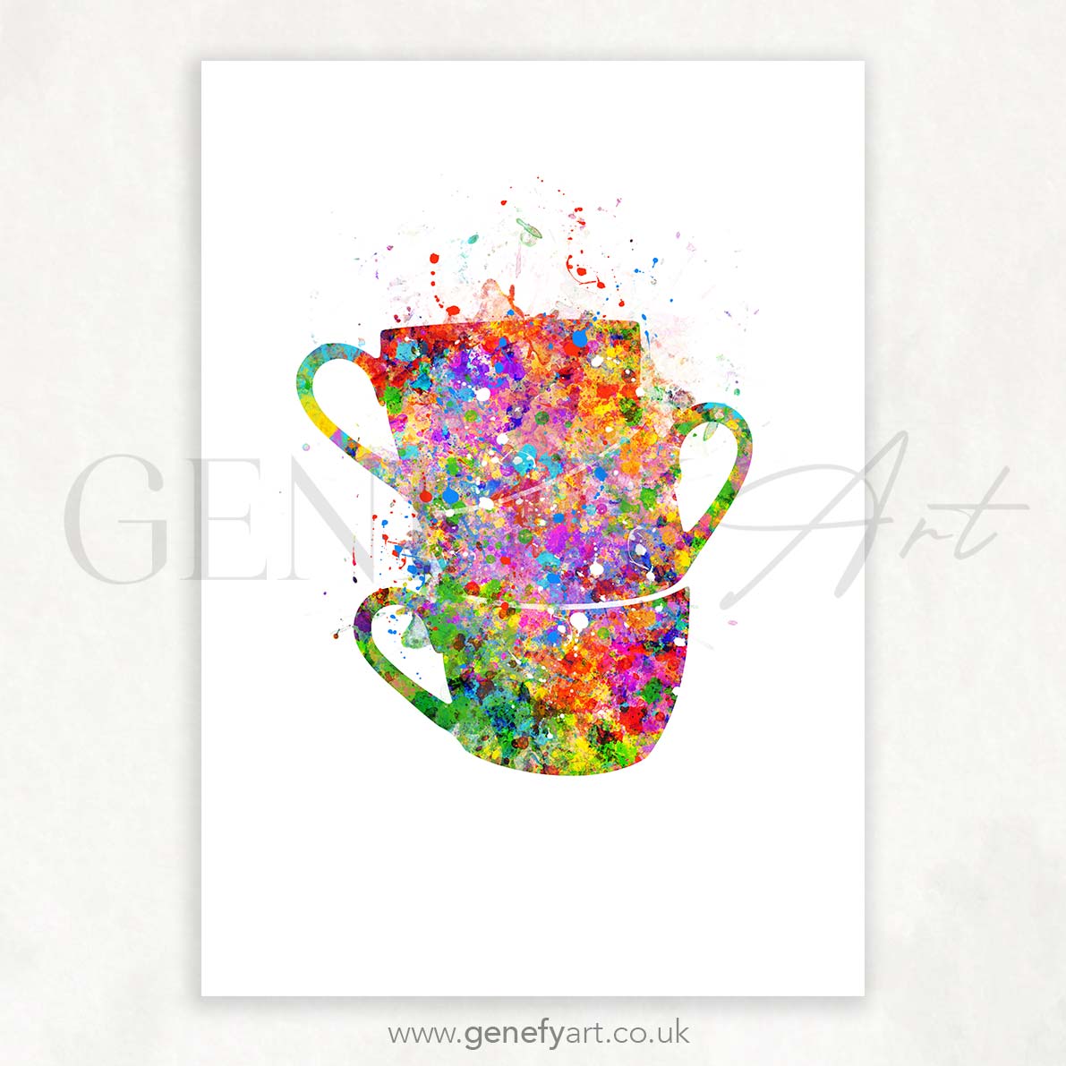 Coffee Cups Watercolour Print - Genefy Art