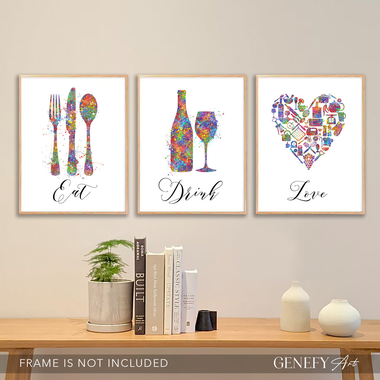 Colourful Kitchen Art - Set of 3 - Genefy Art