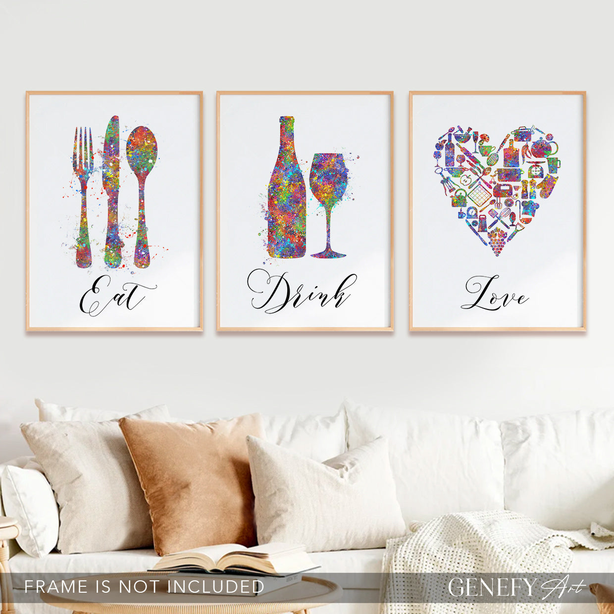 Colourful Kitchen Art - Set of 3 - Genefy Art