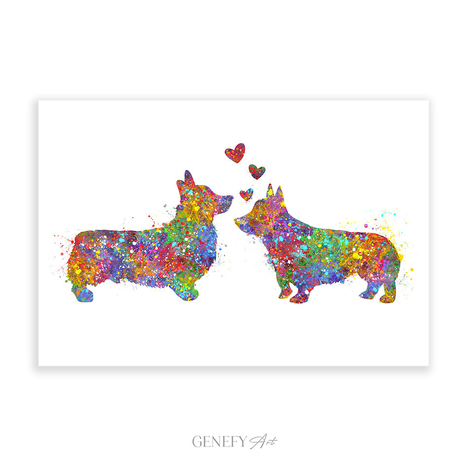 Corgi Couple Watercolour Print - Genefy Art