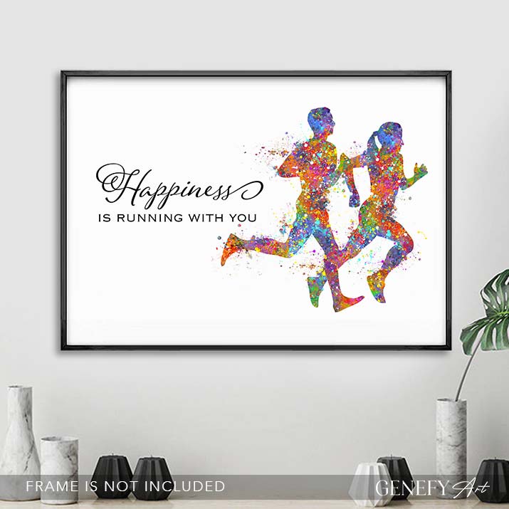 Running Couple Watercolour Print