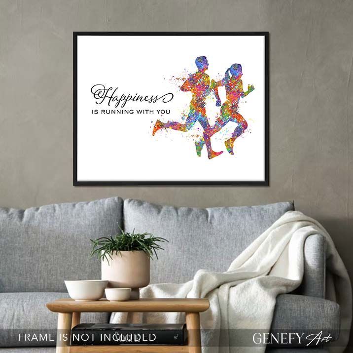 Running Couple Watercolour Print