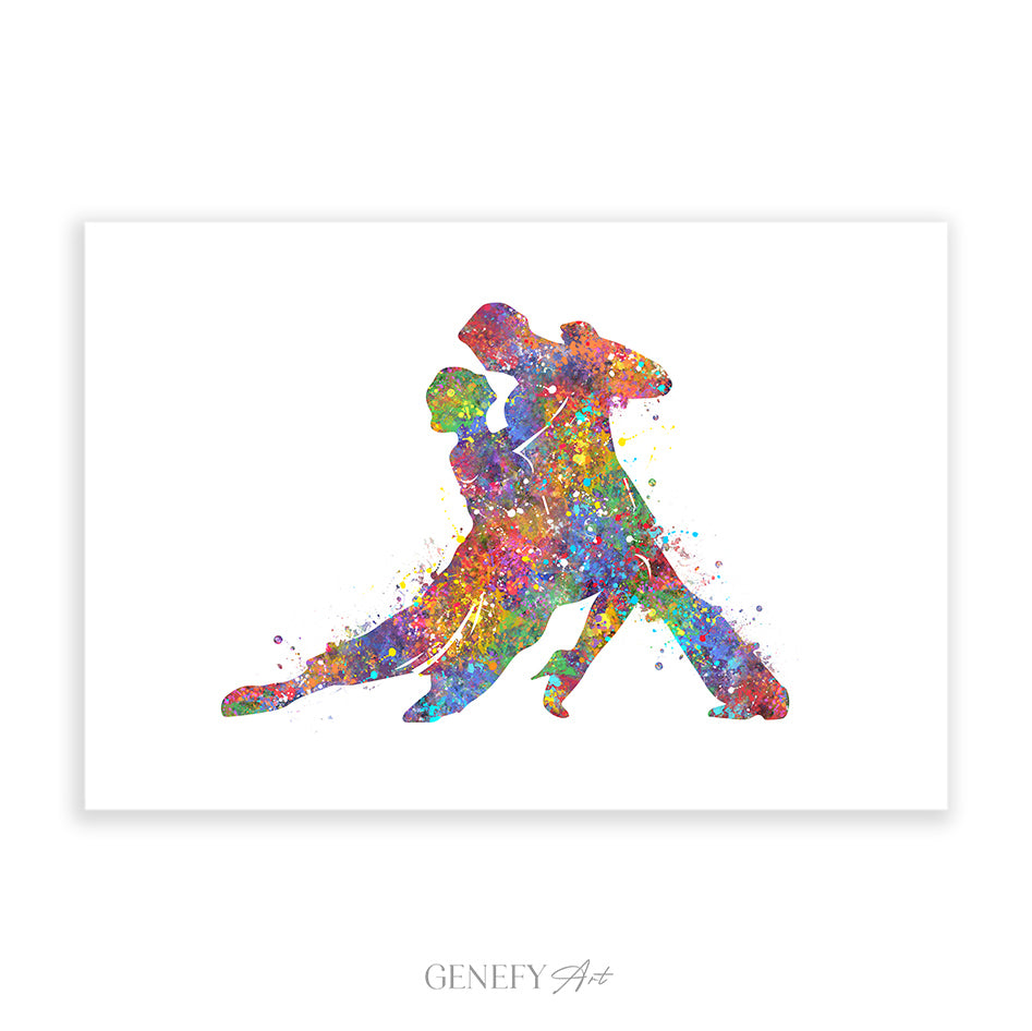 Couple Dancing Salsa Watercolour Art Print
