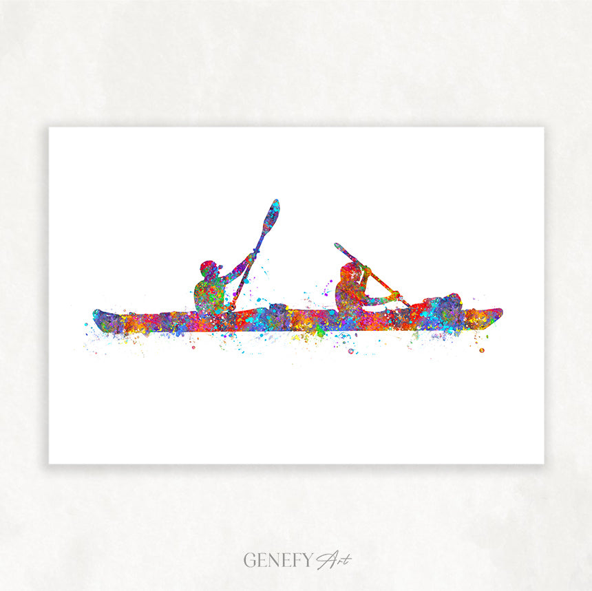 Couple Kayaking Art