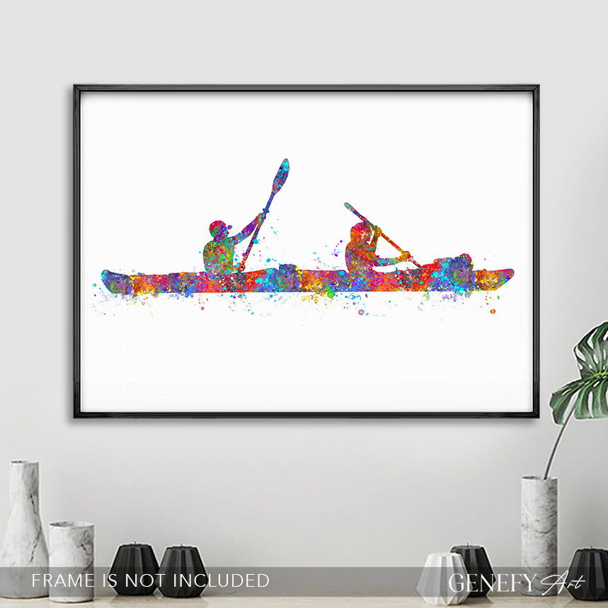 Couple Kayaking Art