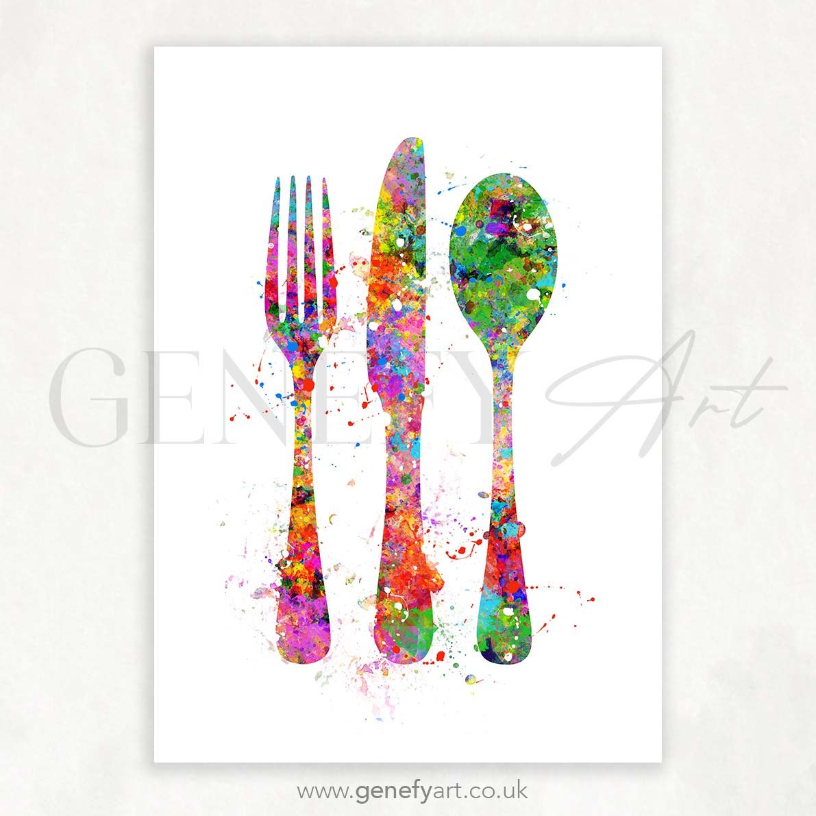 Cutlery Watercolour Kitchen Print - Genefy Art