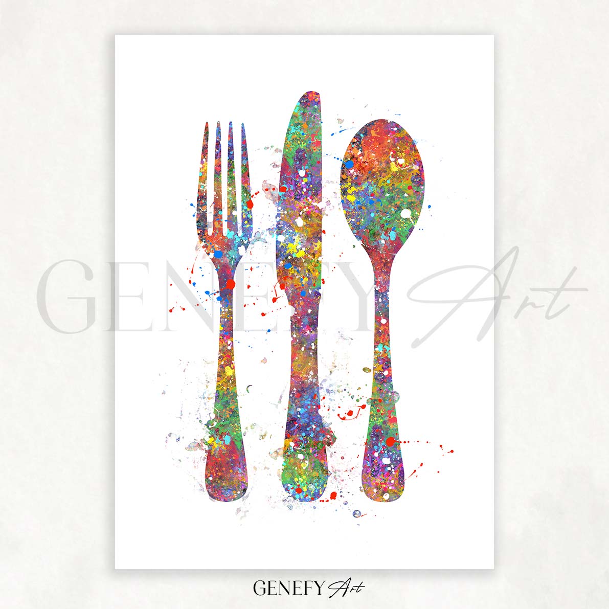 Cutlery Watercolour Kitchen Print