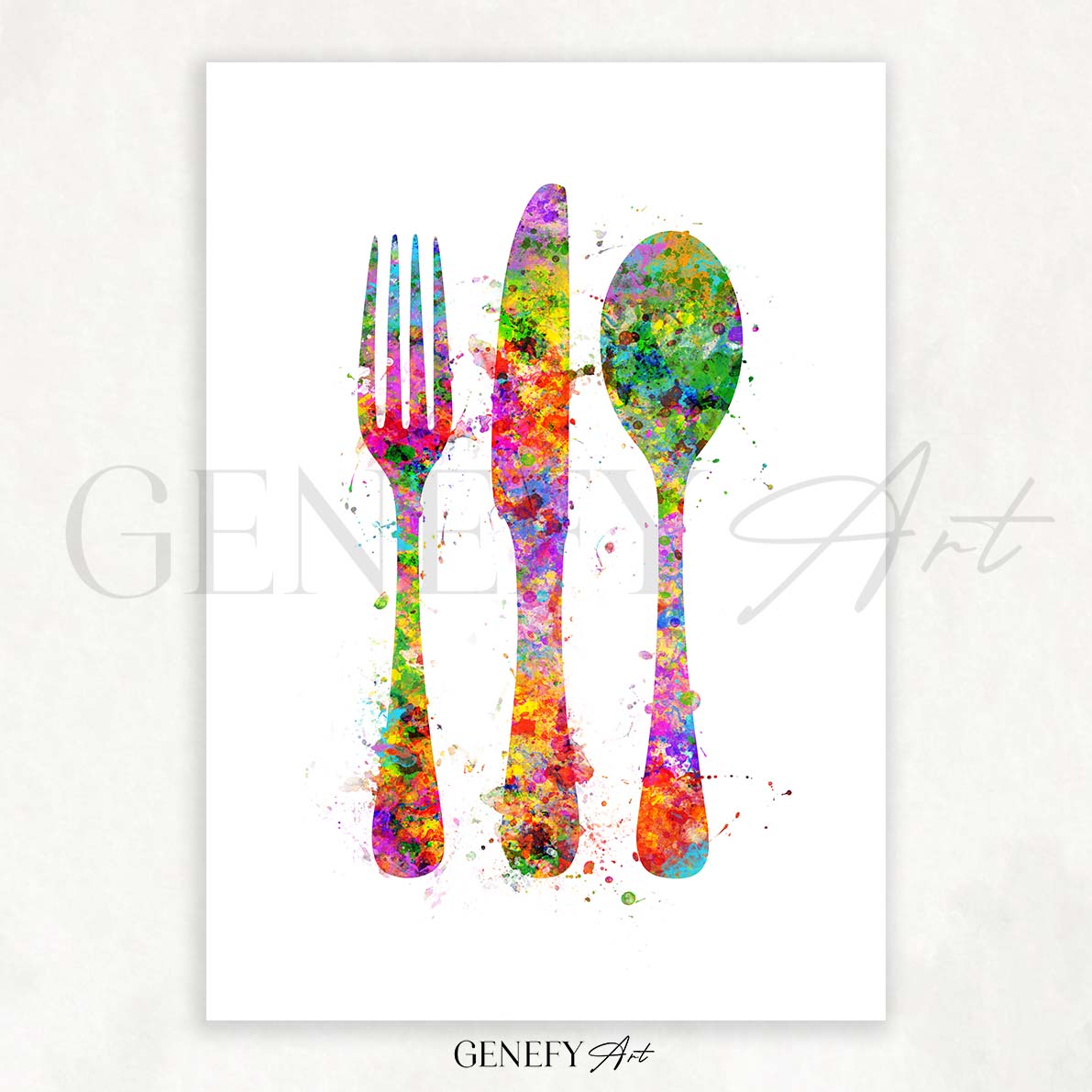 Cutlery Watercolour Kitchen Print