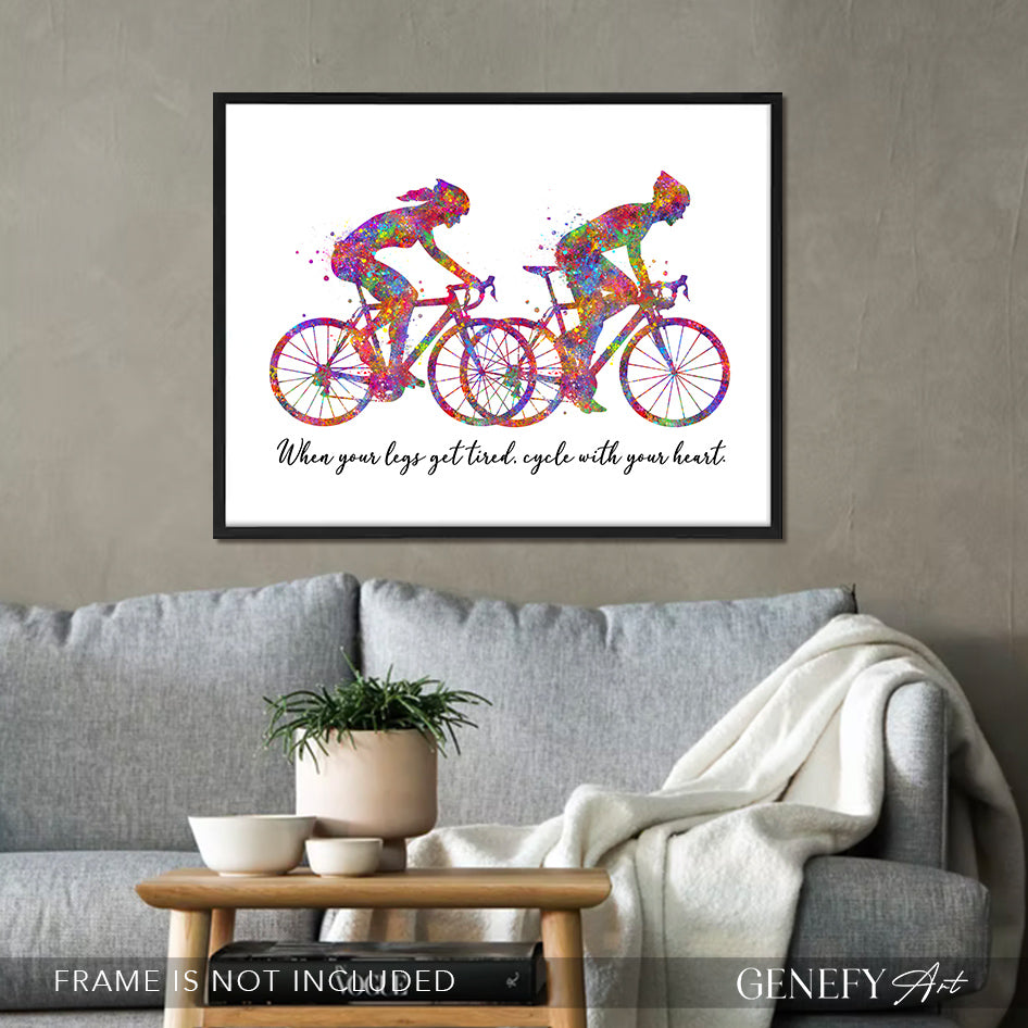 Motivational Quote for Cyclist Watercolour Art Print