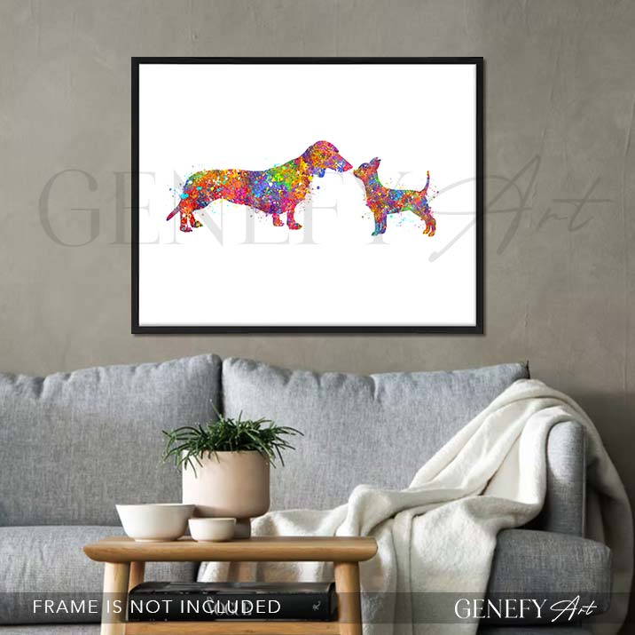Dachshund and Chihuahua Watercolour Print