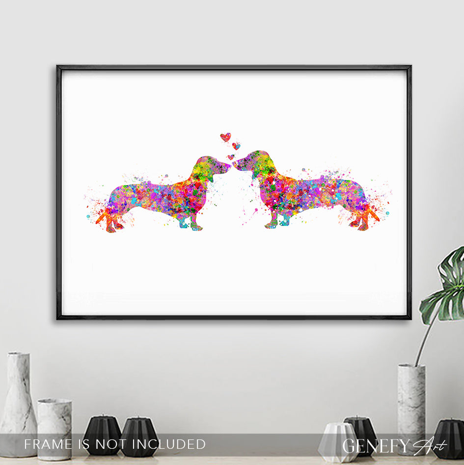 Dachshund Couple Watercolour Print