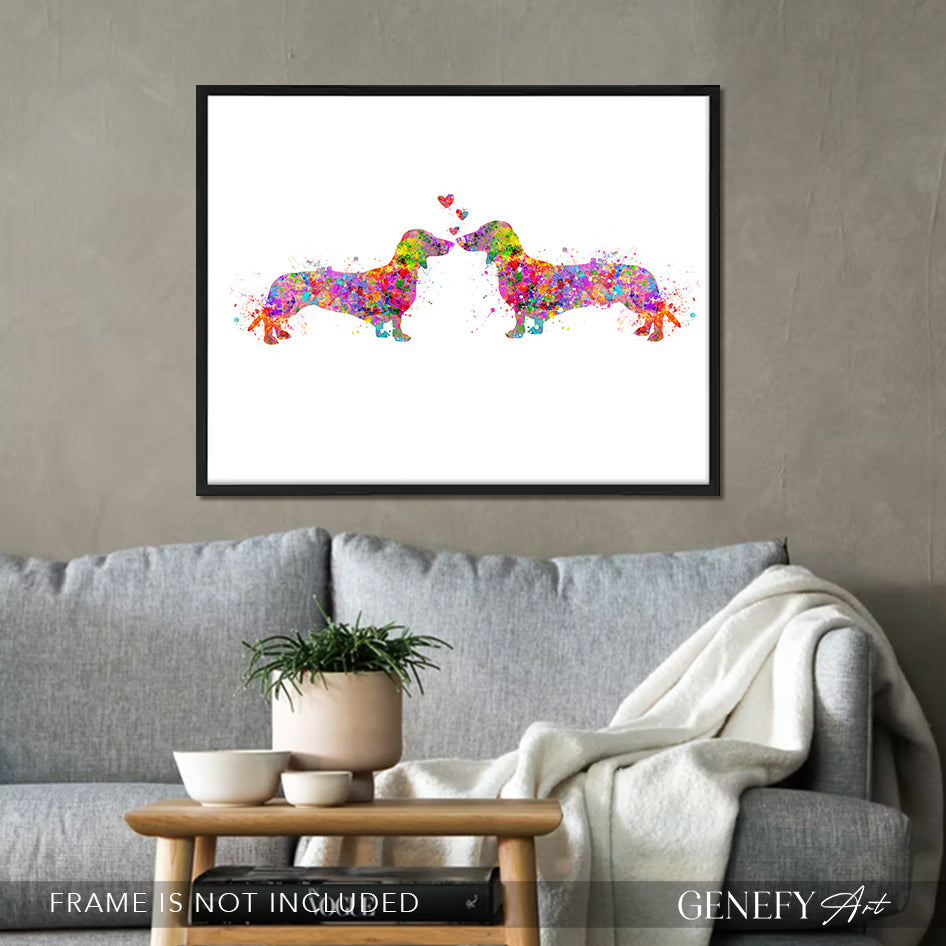 Dachshund Couple Watercolour Print