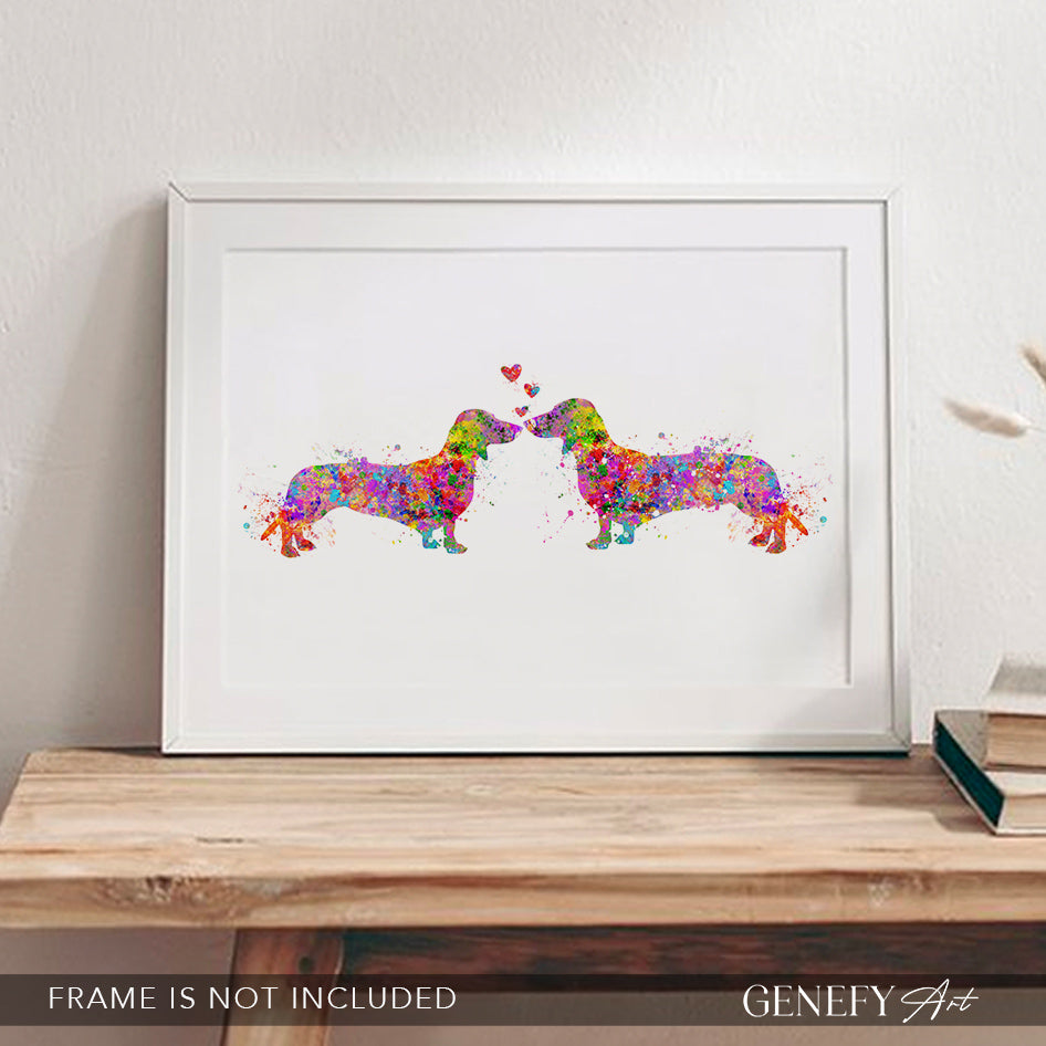 Dachshund Couple Watercolour Print
