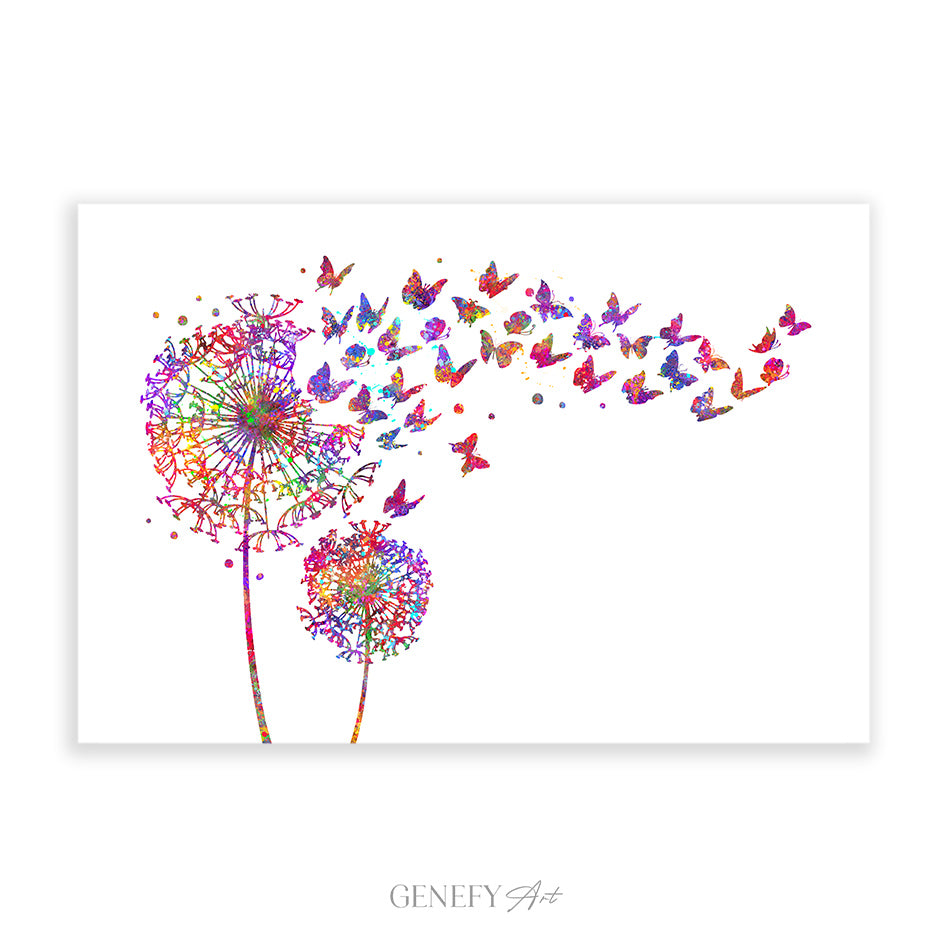 Dandelion and Butterflies Art Print