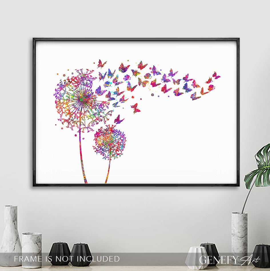 Dandelion and Butterflies Art Print