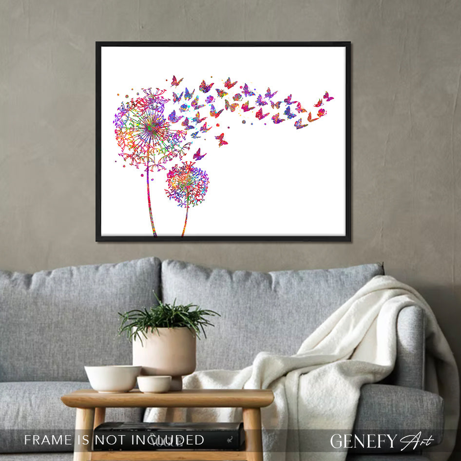 Dandelion and Butterflies Art Print